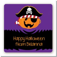 Jack O Lantern Pirate - Square Personalized Halloween Sticker Labels