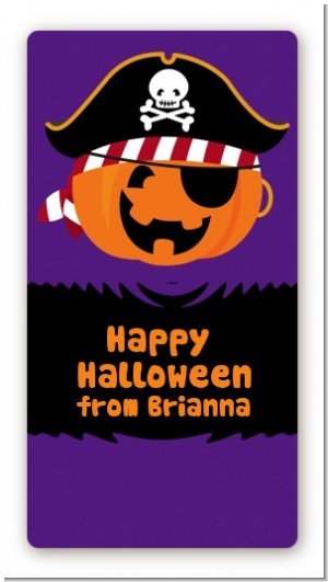Jack O Lantern Pirate - Custom Rectangle Halloween Sticker/Labels