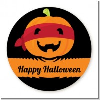 Jack O Lantern Superhero - Round Personalized Halloween Sticker Labels