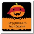 Jack O Lantern Superhero - Square Personalized Halloween Sticker Labels thumbnail