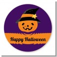 Jack O Lantern Witch - Round Personalized Halloween Sticker Labels thumbnail