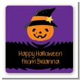 Jack O Lantern Witch - Square Personalized Halloween Sticker Labels thumbnail