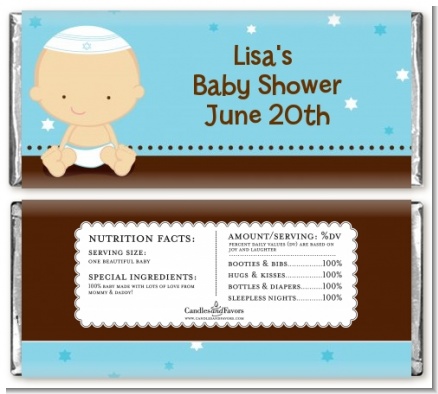 Jewish Baby Boy - Personalized Baby Shower Candy Bar Wrappers