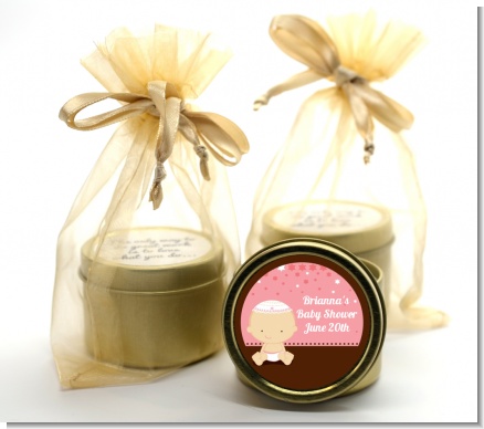Jewish Baby Girl - Baby Shower Gold Tin Candle Favors
