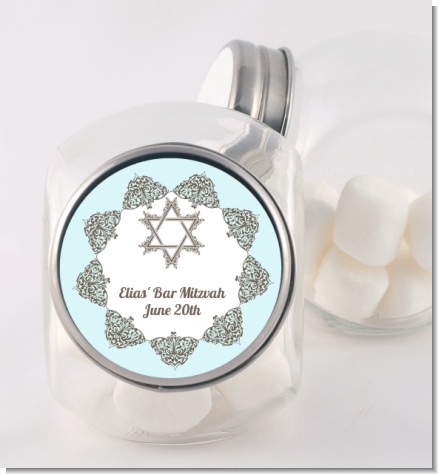 Jewish Star of David Blue & Brown - Personalized Bar / Bat Mitzvah Candy Jar