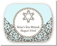 Jewish Star of David Blue & Brown - Personalized Bar / Bat Mitzvah Rounded Corner Stickers