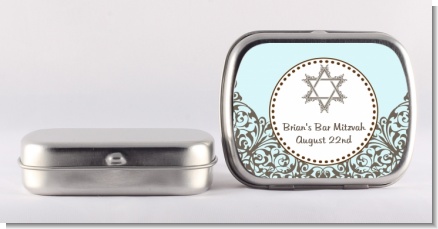 Jewish Star of David Blue & Brown - Personalized Bar / Bat Mitzvah Mint Tins
