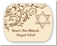 Jewish Star of David Brown & Beige - Personalized Bar / Bat Mitzvah Rounded Corner Stickers