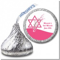 Jewish Star of David Cherry Blossom - Hershey Kiss Bar / Bat Mitzvah Sticker Labels
