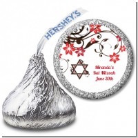 Jewish Star Of David Floral Blossom - Hershey Kiss Bar / Bat Mitzvah Sticker Labels