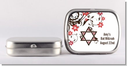 Jewish Star Of David Floral Blossom - Personalized Bar / Bat Mitzvah Mint Tins