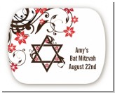 Jewish Star Of David Floral Blossom - Personalized Bar / Bat Mitzvah Rounded Corner Stickers
