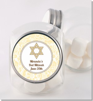 Jewish Star of David Yellow & Brown - Personalized Bar / Bat Mitzvah Candy Jar