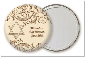 Jewish Star of David Brown & Beige - Personalized Bar / Bat Mitzvah Pocket Mirror Favors