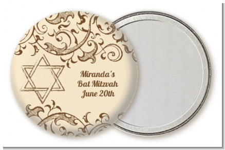 Jewish Star of David Brown & Beige - Personalized Bar / Bat Mitzvah Pocket Mirror Favors