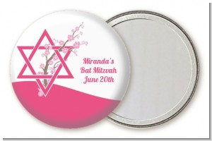Jewish Star of David Cherry Blossom - Personalized Bar / Bat Mitzvah Pocket Mirror Favors