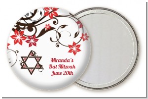 Jewish Star Of David Floral Blossom - Personalized Bar / Bat Mitzvah Pocket Mirror Favors