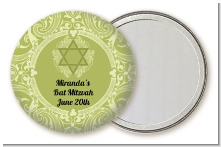 Jewish Star of David Sage Green - Personalized Bar / Bat Mitzvah Pocket Mirror Favors