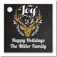 Joy Oh Deer Gold Glitter - Personalized Christmas Card Stock Favor Tags