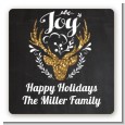 Joy Oh Deer Gold Glitter - Square Personalized Christmas Sticker Labels thumbnail