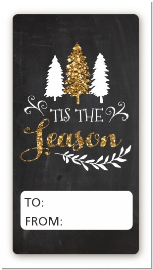 Joy Oh Deer Gold Glitter - Custom Rectangle Christmas Sticker/Labels