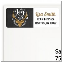 Joy Oh Deer Gold Glitter - Christmas Return Address Labels