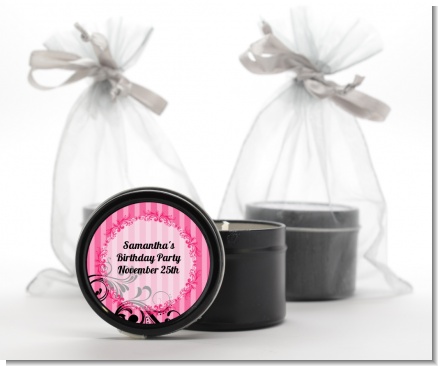 Juicy Couture Inspired - Birthday Party Black Candle Tin Favors