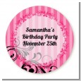 Juicy Couture Inspired - Round Personalized Birthday Party Sticker Labels thumbnail