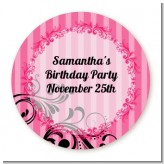 Juicy Couture Inspired - Round Personalized Birthday Party Sticker Labels