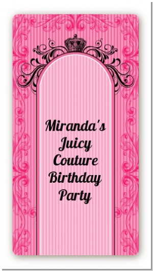 Juicy Couture Inspired - Custom Rectangle Birthday Party Sticker/Labels