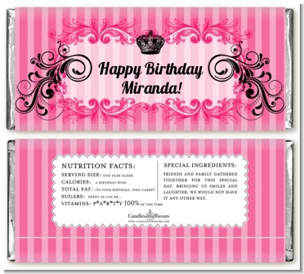 Juicy Couture Inspired - Personalized Birthday Party Candy Bar Wrappers