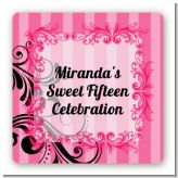 Juicy Couture Inspired - Square Personalized Birthday Party Sticker Labels