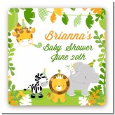 Jungle Party - Square Personalized Baby Shower Sticker Labels