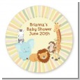 Jungle Safari Party - Round Personalized Baby Shower Sticker Labels thumbnail