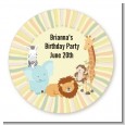 Jungle Safari Party - Round Personalized Birthday Party Sticker Labels thumbnail