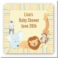 Jungle Safari Party - Square Personalized Baby Shower Sticker Labels