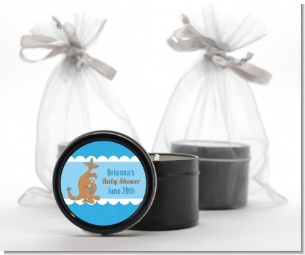 Kangaroo Blue - Baby Shower Black Candle Tin Favors