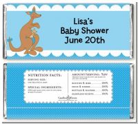 Kangaroo Blue - Personalized Baby Shower Candy Bar Wrappers