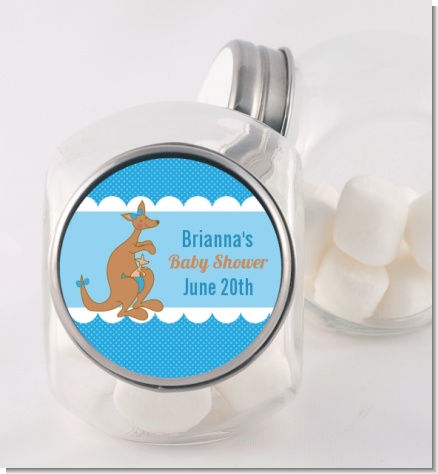 Kangaroo Blue - Personalized Baby Shower Candy Jar