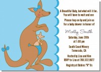 Kangaroo Blue - Baby Shower Invitations