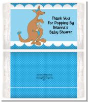 Kangaroo Blue - Personalized Popcorn Wrapper Baby Shower Favors