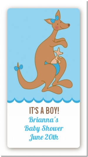 Kangaroo Blue - Custom Rectangle Baby Shower Sticker/Labels