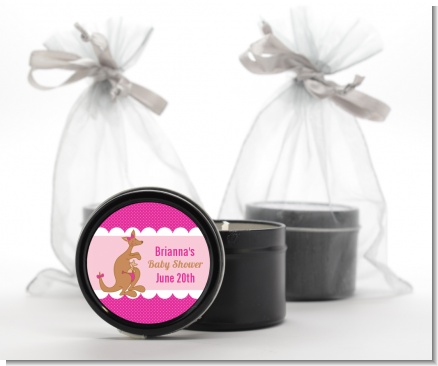 Kangaroo Pink - Baby Shower Black Candle Tin Favors