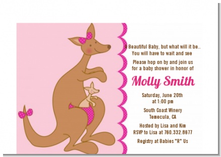 Kangaroo Pink - Baby Shower Petite Invitations