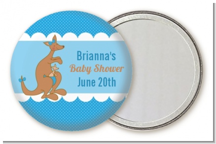 Kangaroo Blue - Personalized Baby Shower Pocket Mirror Favors