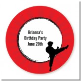 Karate Kid - Round Personalized Birthday Party Sticker Labels