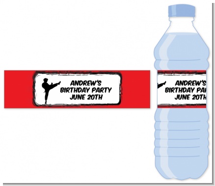 Karate Kid - Personalized Birthday Party Water Bottle Labels