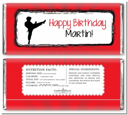 Karate Kid - Personalized Birthday Party Candy Bar Wrappers