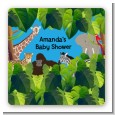 King of the Jungle Safari - Square Personalized Baby Shower Sticker Labels thumbnail