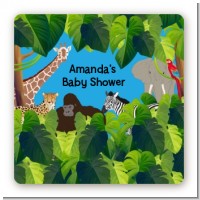King of the Jungle Safari - Square Personalized Baby Shower Sticker Labels